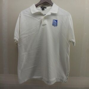 Vintage Jonathan Corey Continental Airlines Polo Shirt White Cotton Mens Large